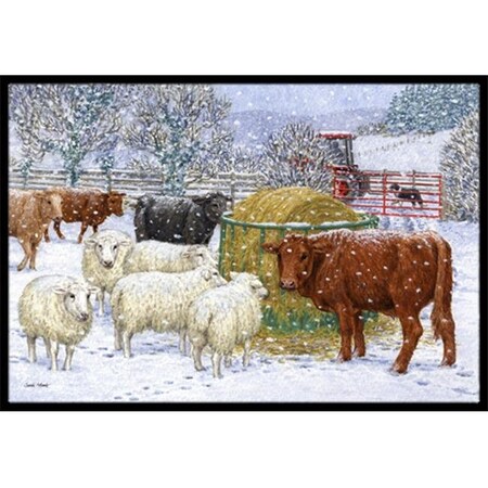 Carolines Treasures Carolines Treasures ASA2207JMAT Cows & Sheep in the Snow Indoor or Outdoor Mat; 24 x 36 ASA2207JMAT